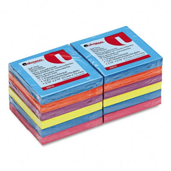 Universal Battery Universal Standard Self-Stick Ultra Pads 3 x 3 4 Colors 12 100-Sheet Pads Pack 35610